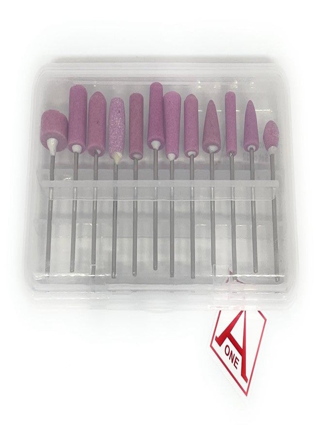 Aone Abrasive Mounted Stone Bur Set of 12 Mandrel 2.3mm for Grinding, Polishing, Carving & Sanding in Metal, Wax, Plastic, Ceramic, Clay, etc for Dental, Jewellery & Model Making, Hobby Crafts DIY - Image 4